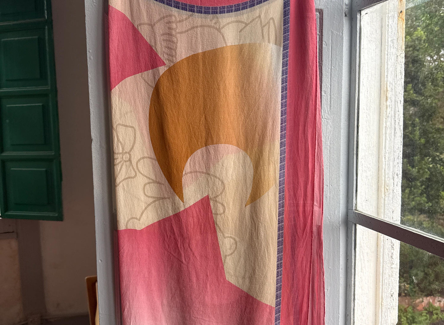 Vintage Silk Scarf, Soft Pink Abstract Pattern — additional view 7