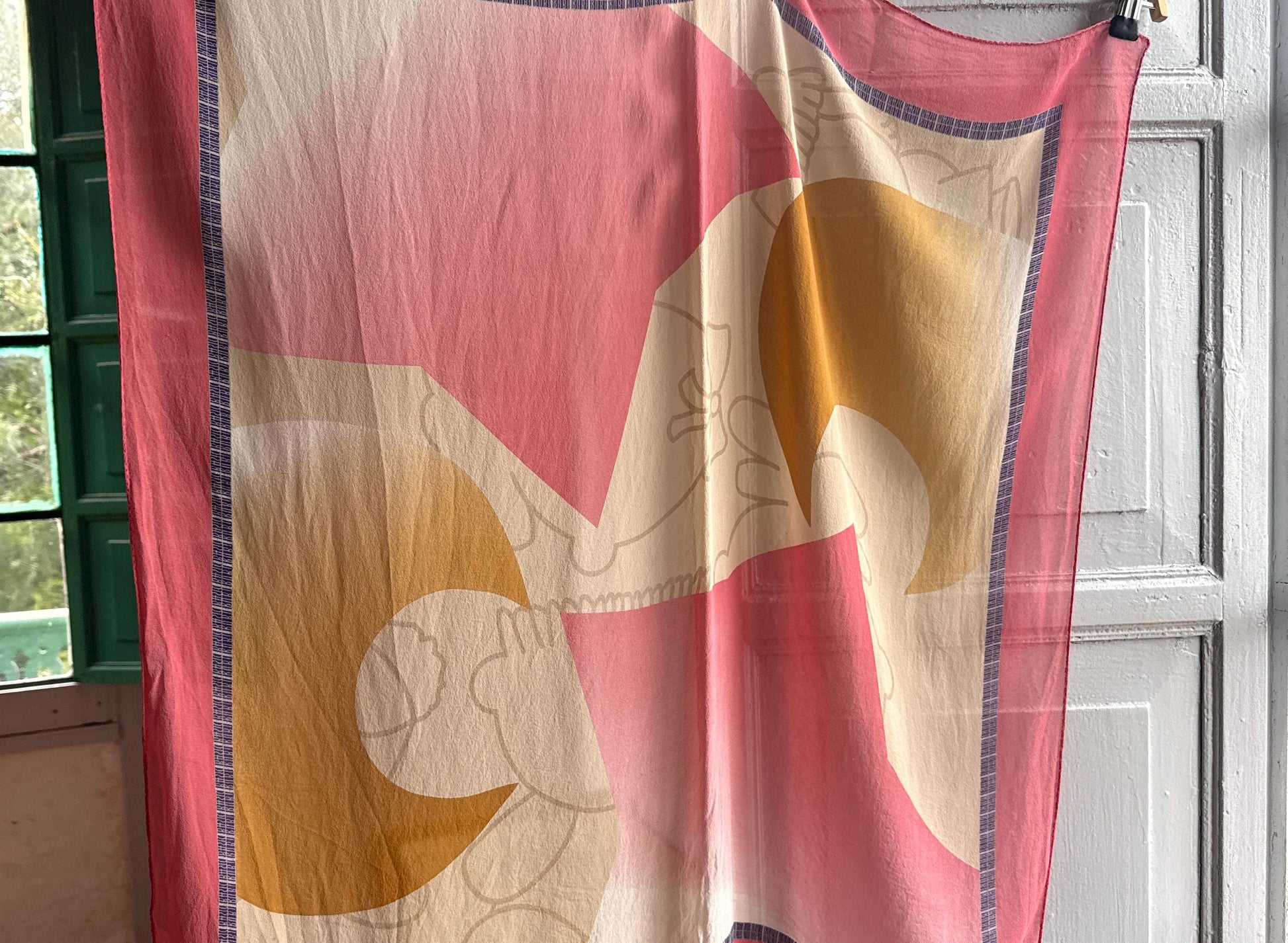 Vintage Silk Scarf, Soft Pink Abstract Pattern — additional view 12