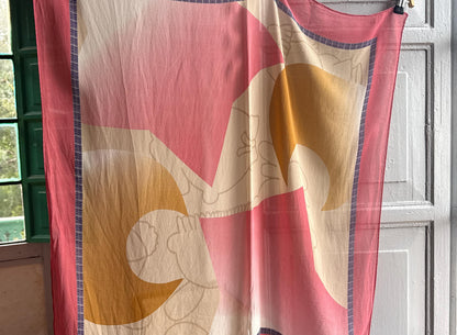 Vintage Silk Scarf, Soft Pink Abstract Pattern — additional view 12