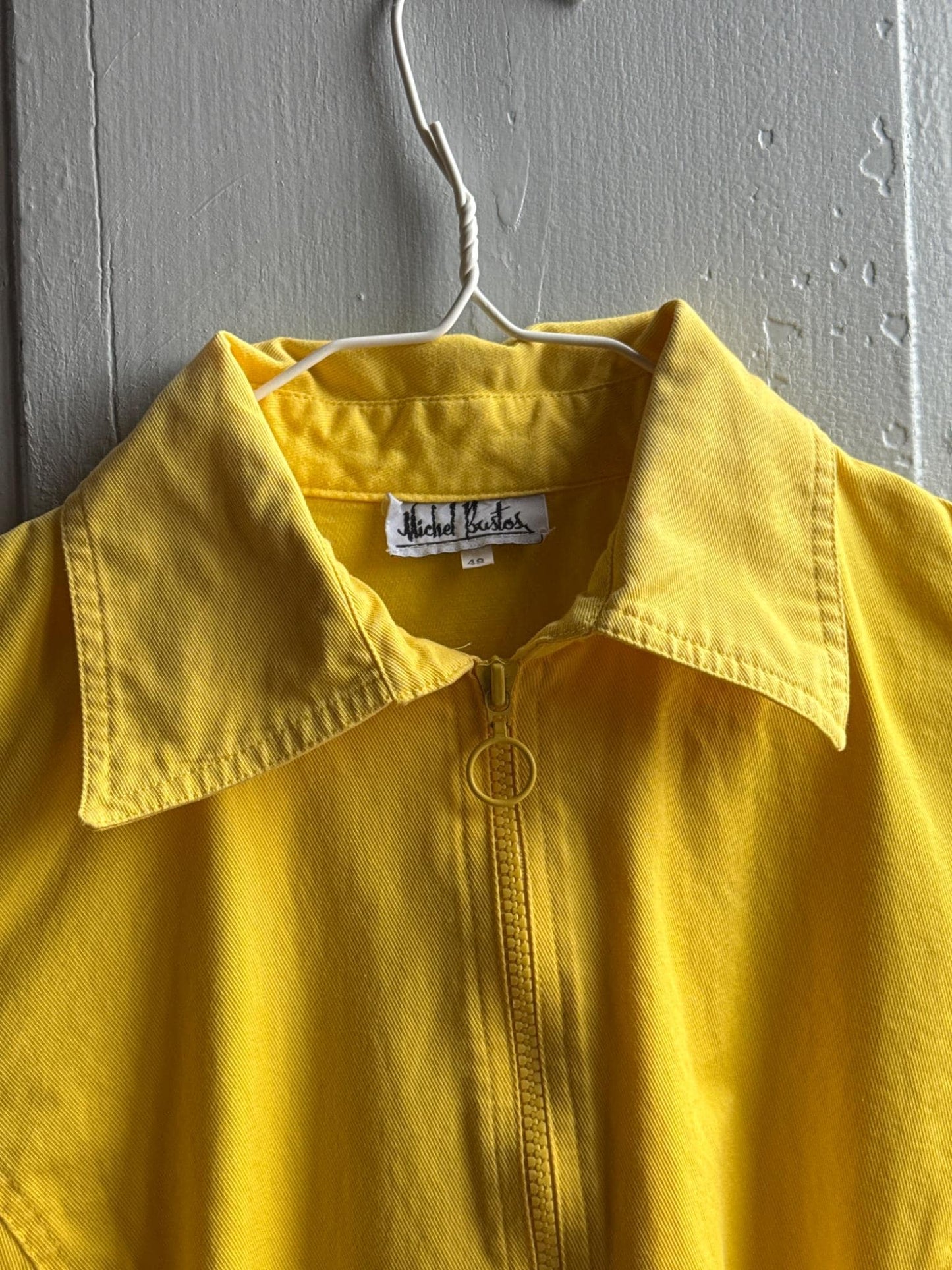 Vintage 70s Yellow A-Line Dress — fabric close-up