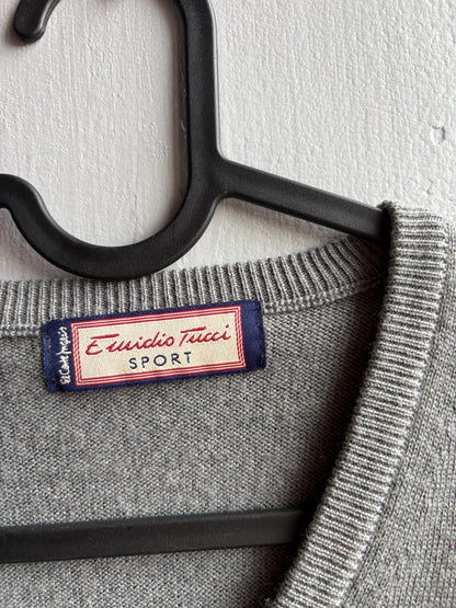 Vintage Grey V-Neck Wool Blend Sweater — additional view 7