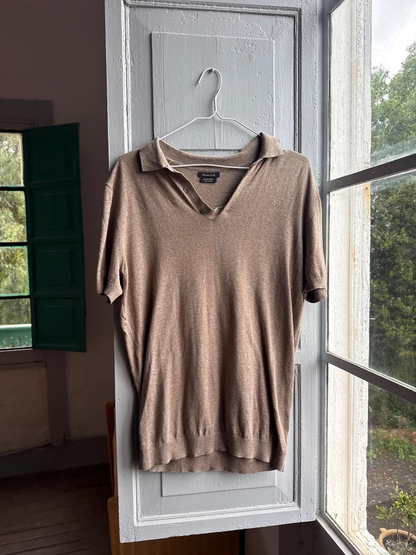 Extra Fine Cotton Tan Polo Shirt — detail