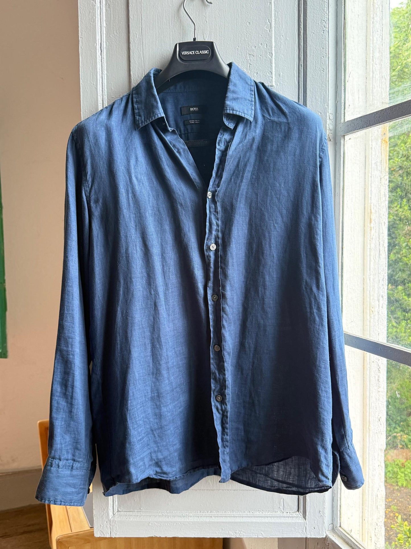 Vintage Hugo Boss Blue Linen Shirt — additional view 8