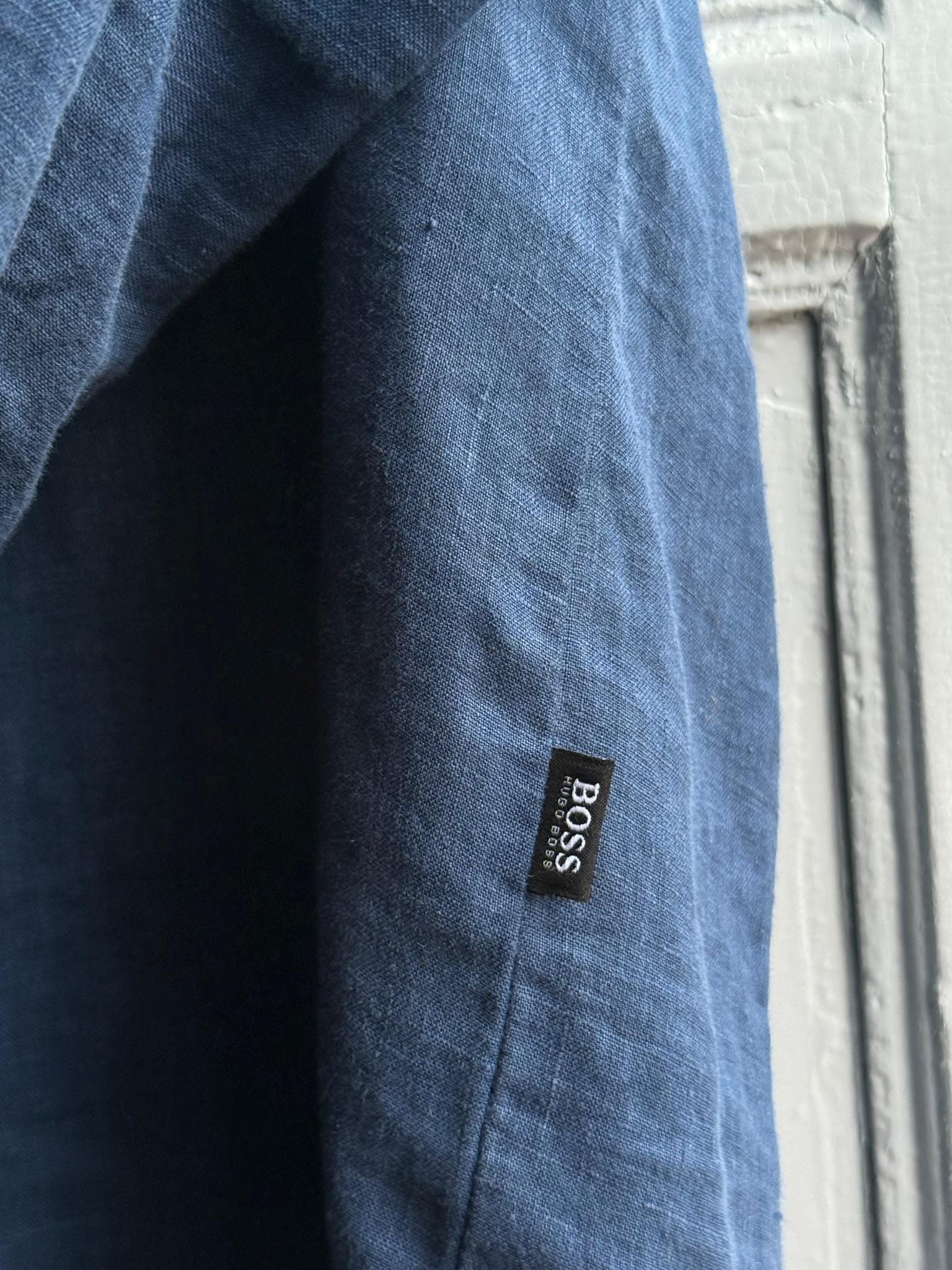 Vintage Hugo Boss Blue Linen Shirt — additional view 5