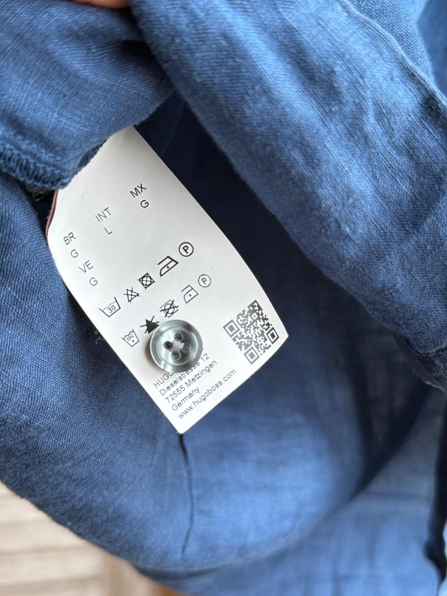 Vintage Hugo Boss Blue Linen Shirt — additional view 7