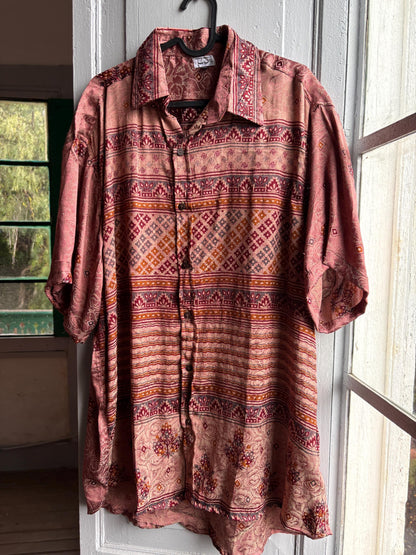 Floral Vintage Silk Button-Down Shirt — additional view 6