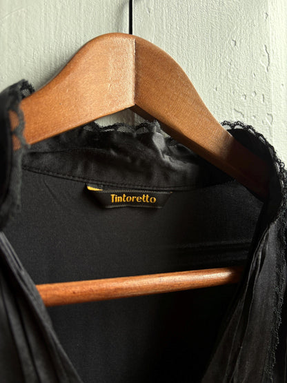 Black Silk Vintage Evening Blouse — additional view 5