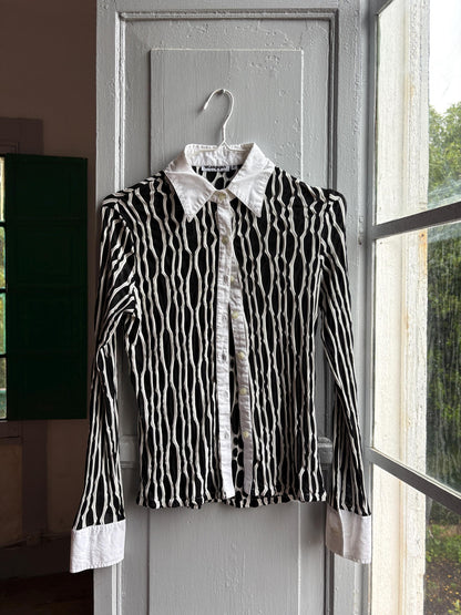 Vintage Black and White Y2K Button-Up Blouse — additional view 8