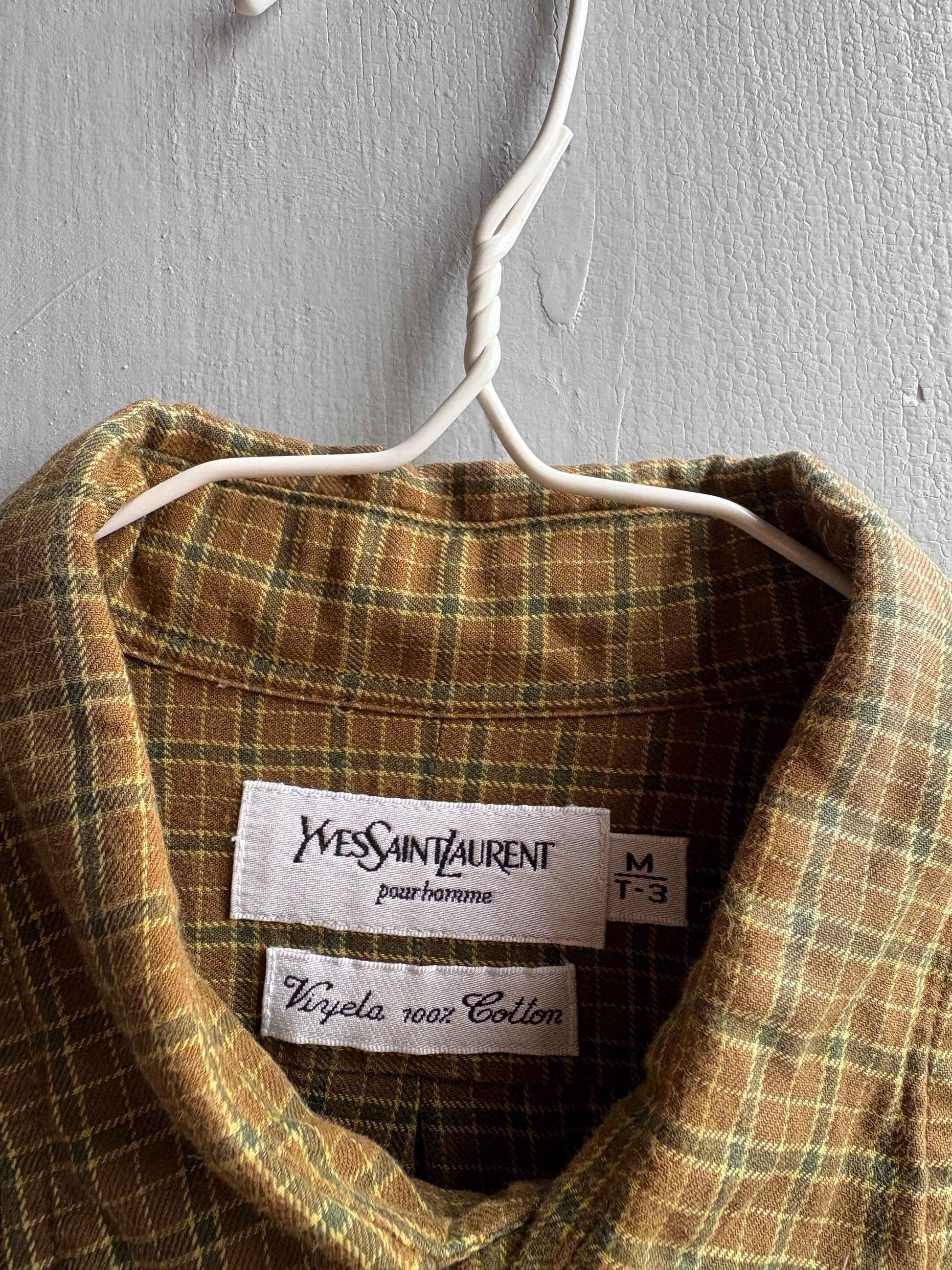 Yves Saint Laurent Vintage Plaid Shirt — back view