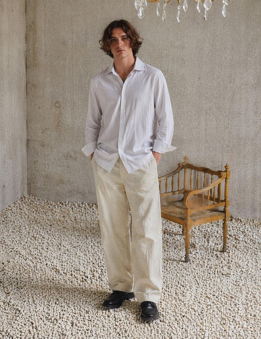 Striped Cotton Tencel Blend Shirt