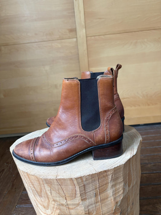 Brown Leather Chelsea Boots for Women