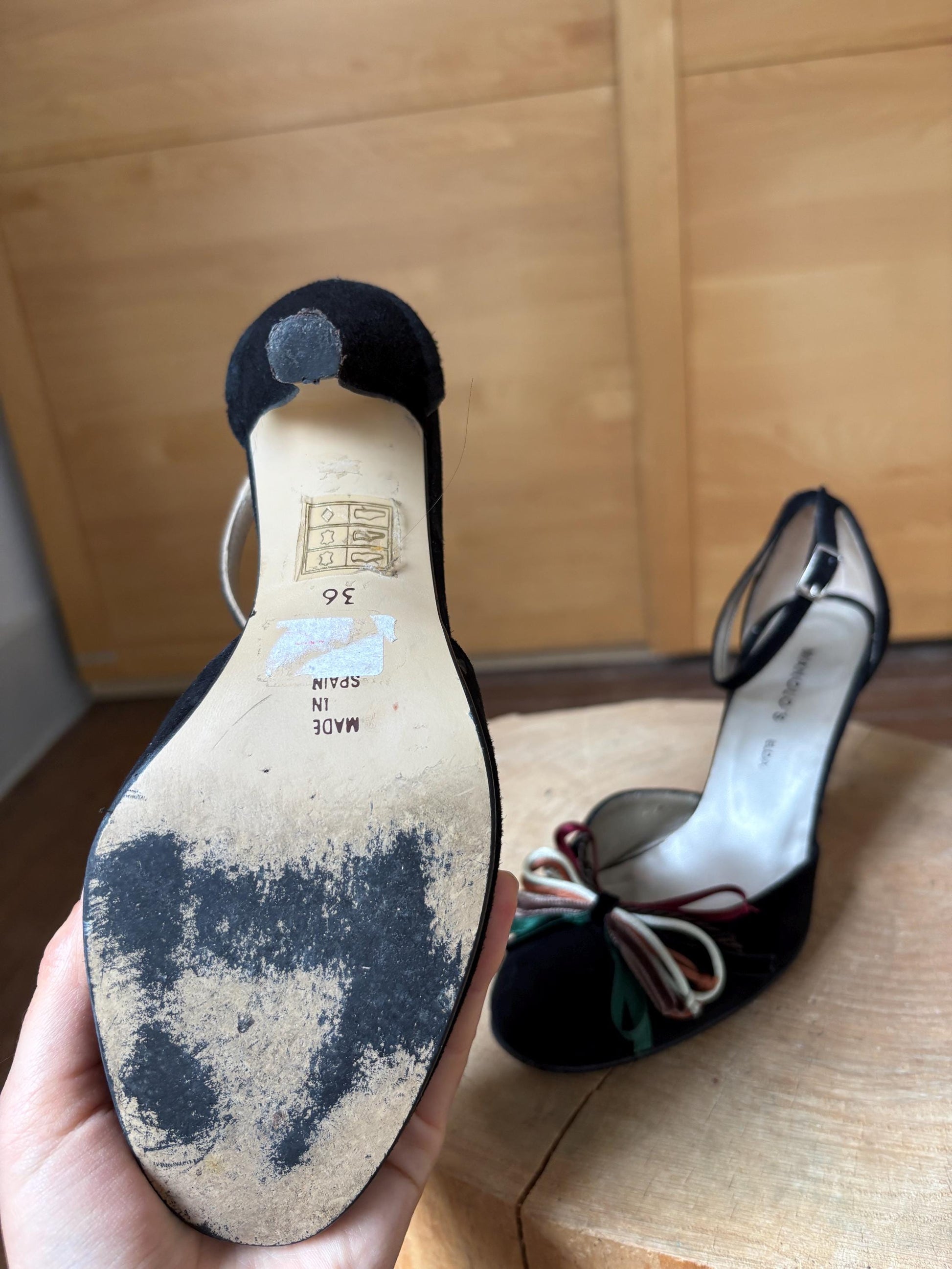 Black Suede Peep Toe Heels — additional view 11