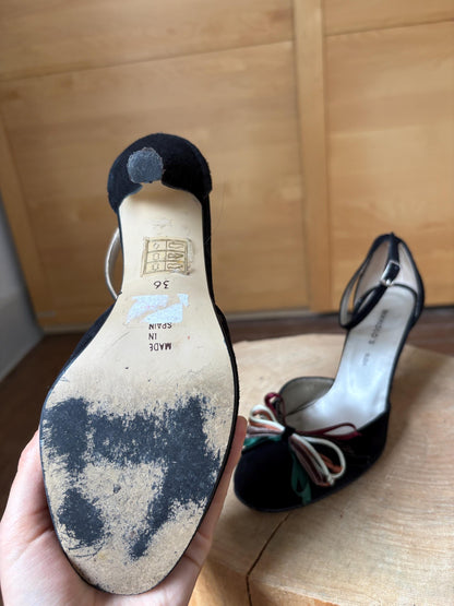 Black Suede Peep Toe Heels — additional view 11