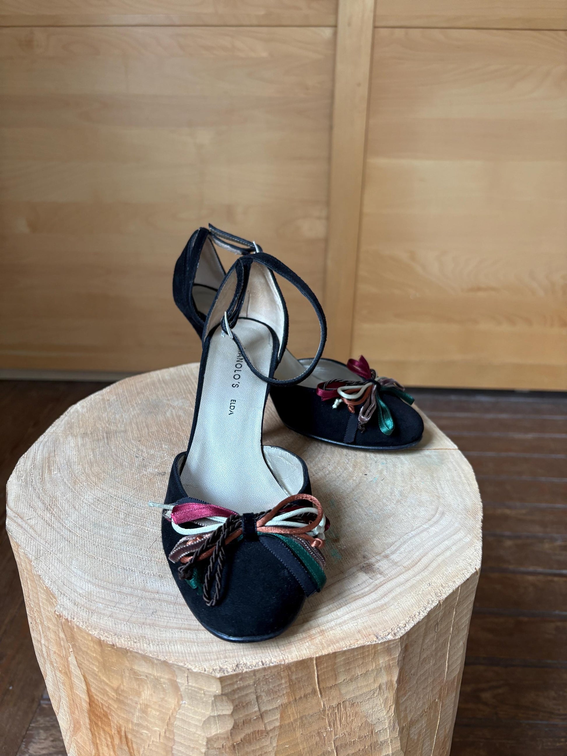 Black Suede Peep Toe Heels — additional view 14
