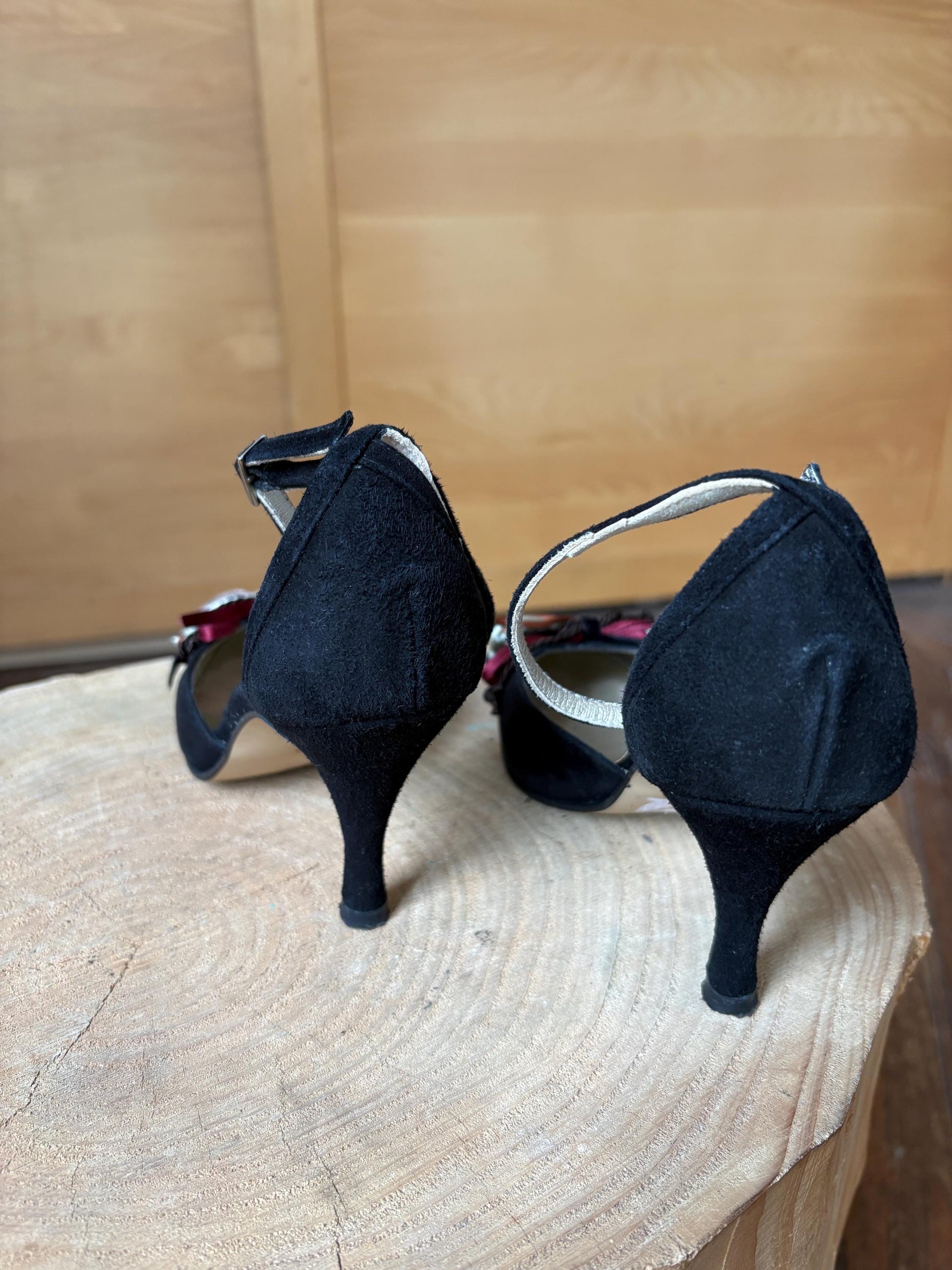 Black Suede Peep Toe Heels — additional view 13