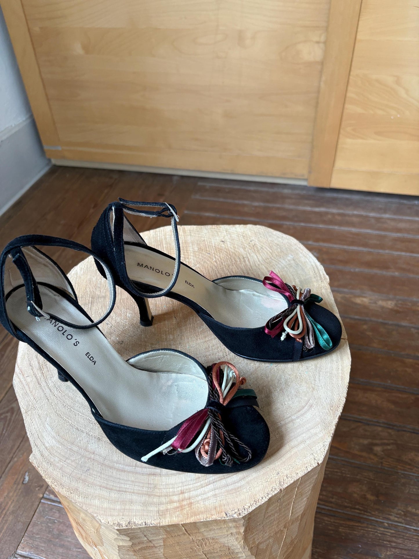 Black Suede Peep Toe Heels — additional view 16