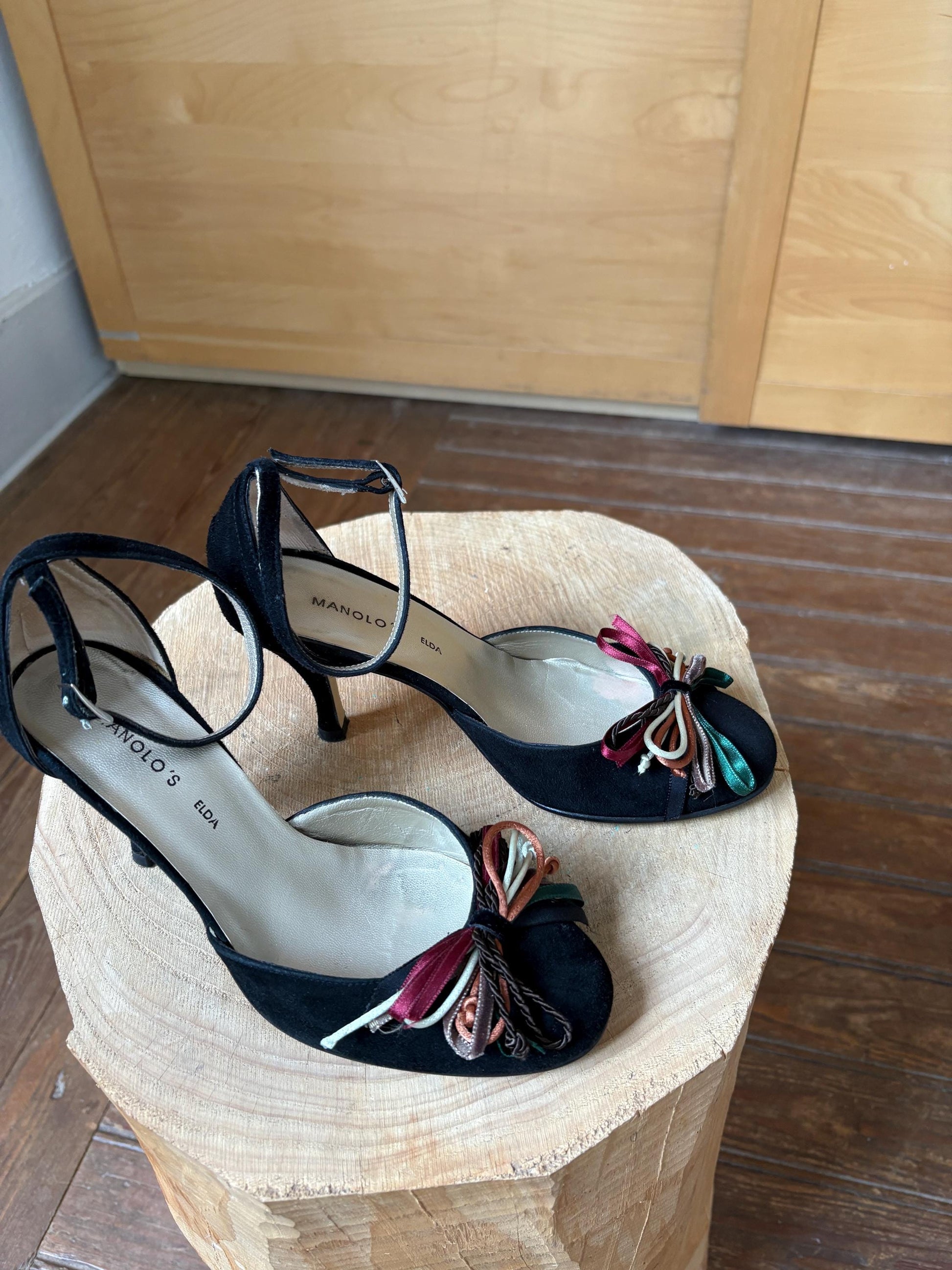 Black Suede Peep Toe Heels — additional view 16