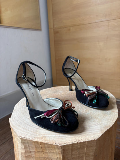 Black Suede Peep Toe Heels — additional view 12