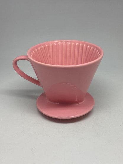 Vintage pink porcelain coffee dripper, Melitta 102, retro kitchen decor