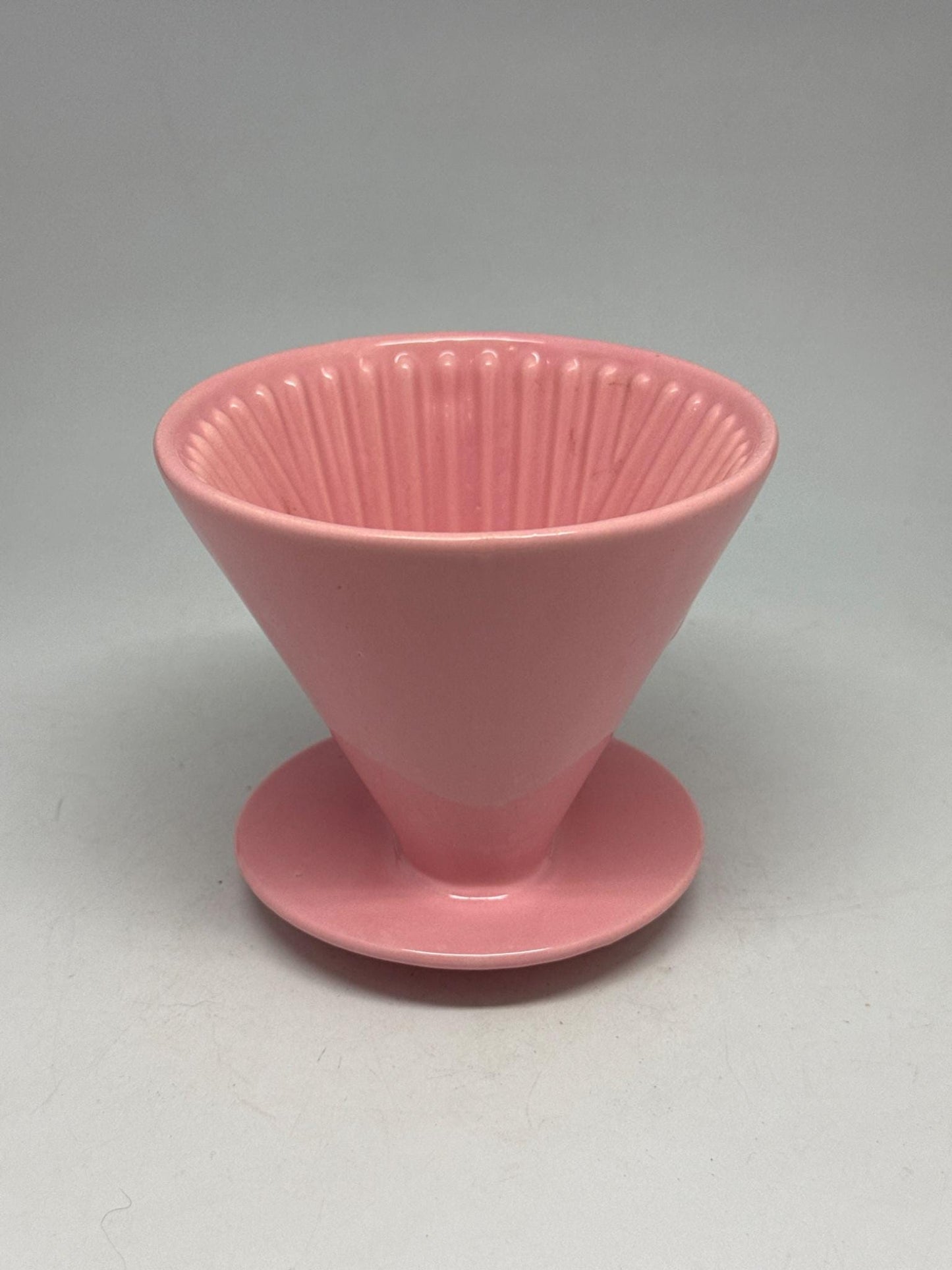 Vintage pink porcelain coffee dripper, Melitta 102, retro kitchen decor