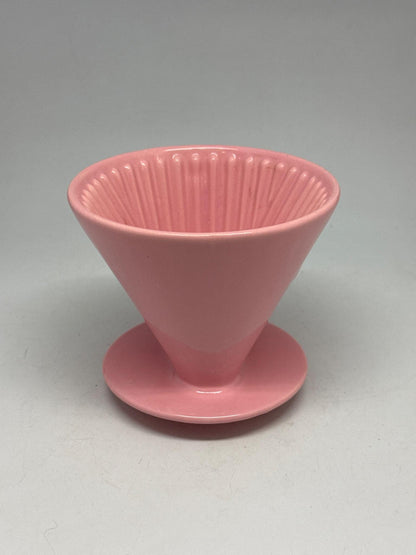 Vintage pink porcelain coffee dripper, Melitta 102, retro kitchen decor