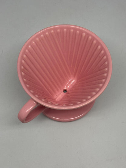 Vintage pink porcelain coffee dripper, Melitta 102, retro kitchen decor