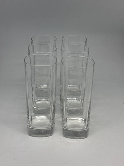 Italian Design Clear Glass Highball Tumblers Set