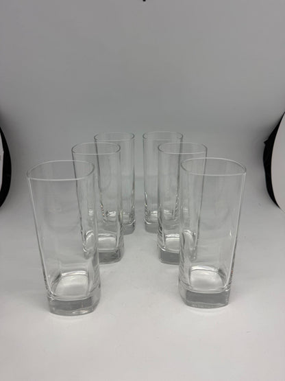 Italian Design Clear Glass Highball Tumblers Set — detail