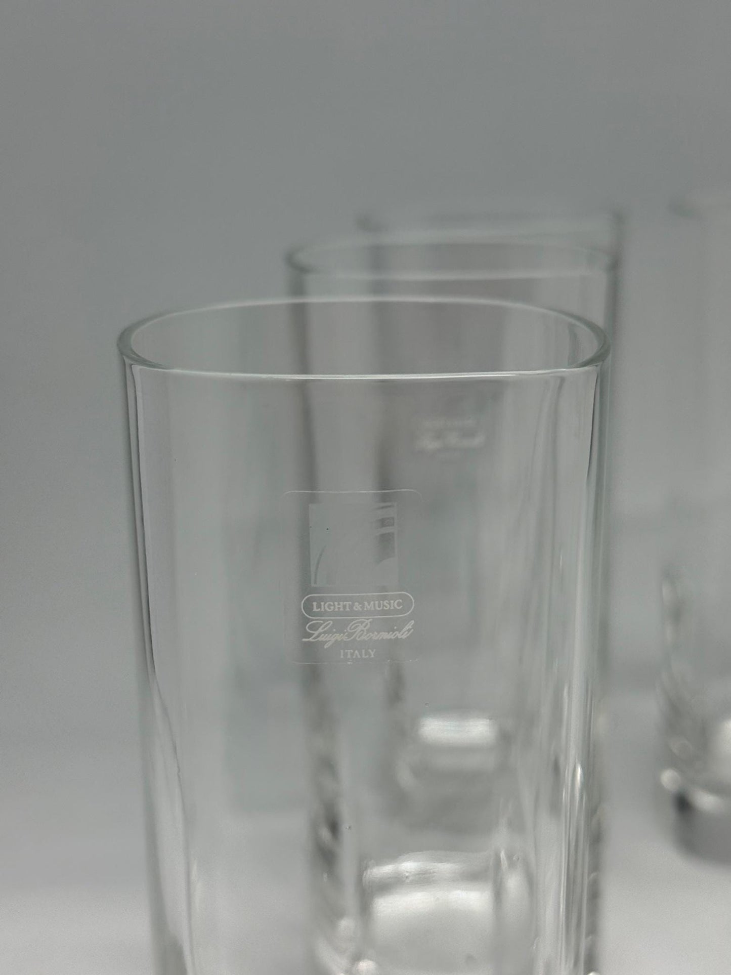 Italian Design Clear Glass Highball Tumblers Set — fabric close-up