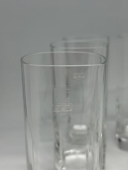 Italian Design Clear Glass Highball Tumblers Set — fabric close-up