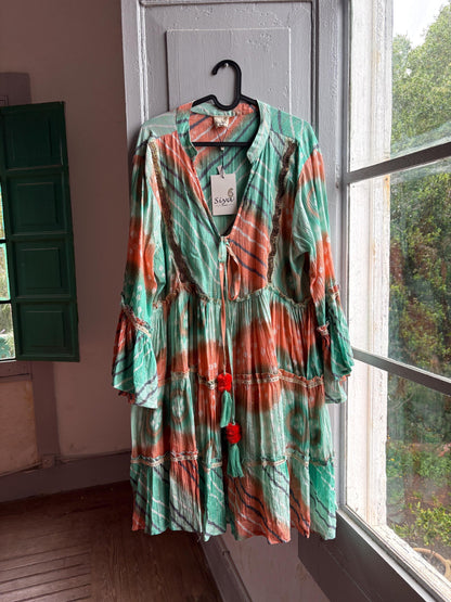 Bohemian Mallorca Summer Dress With Beaded Detail — fabric close-up