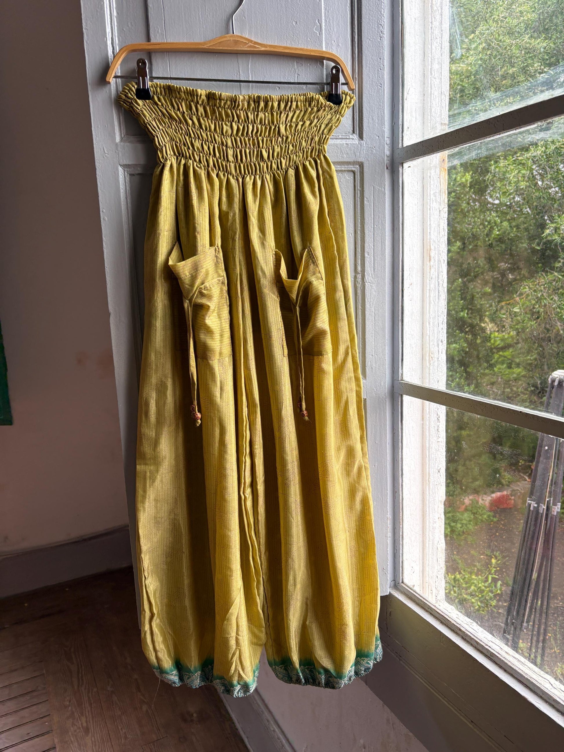 Vintage Silk Green Paisley Pants — additional view 6