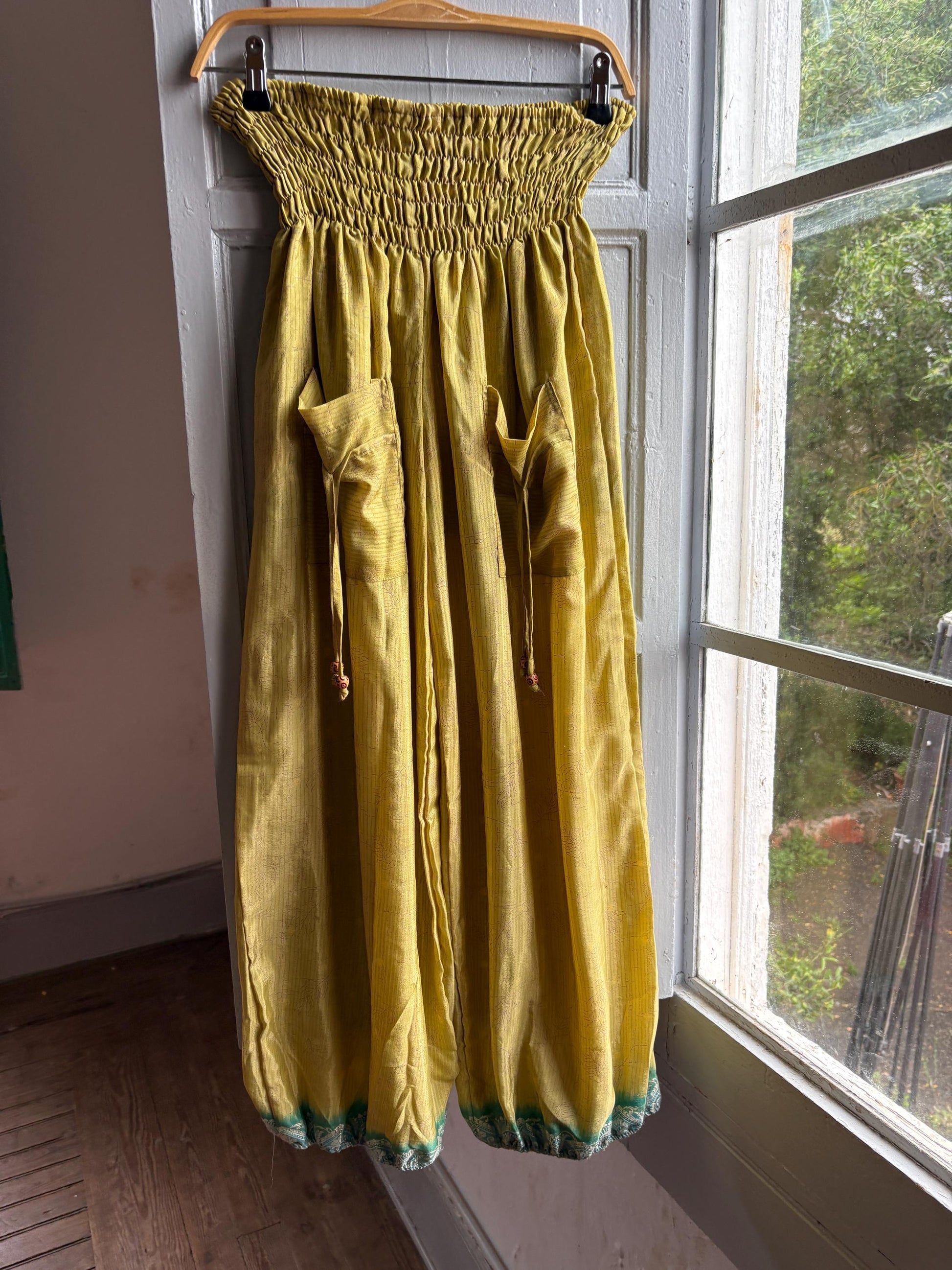 Vintage Silk Green Paisley Pants — additional view 11