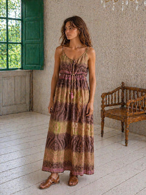 Silk Paisley Maxi Dress