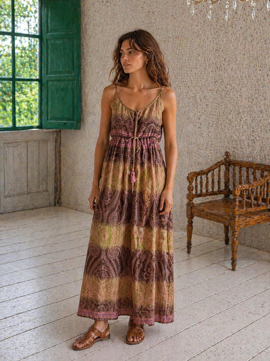 Silk Paisley Maxi Dress