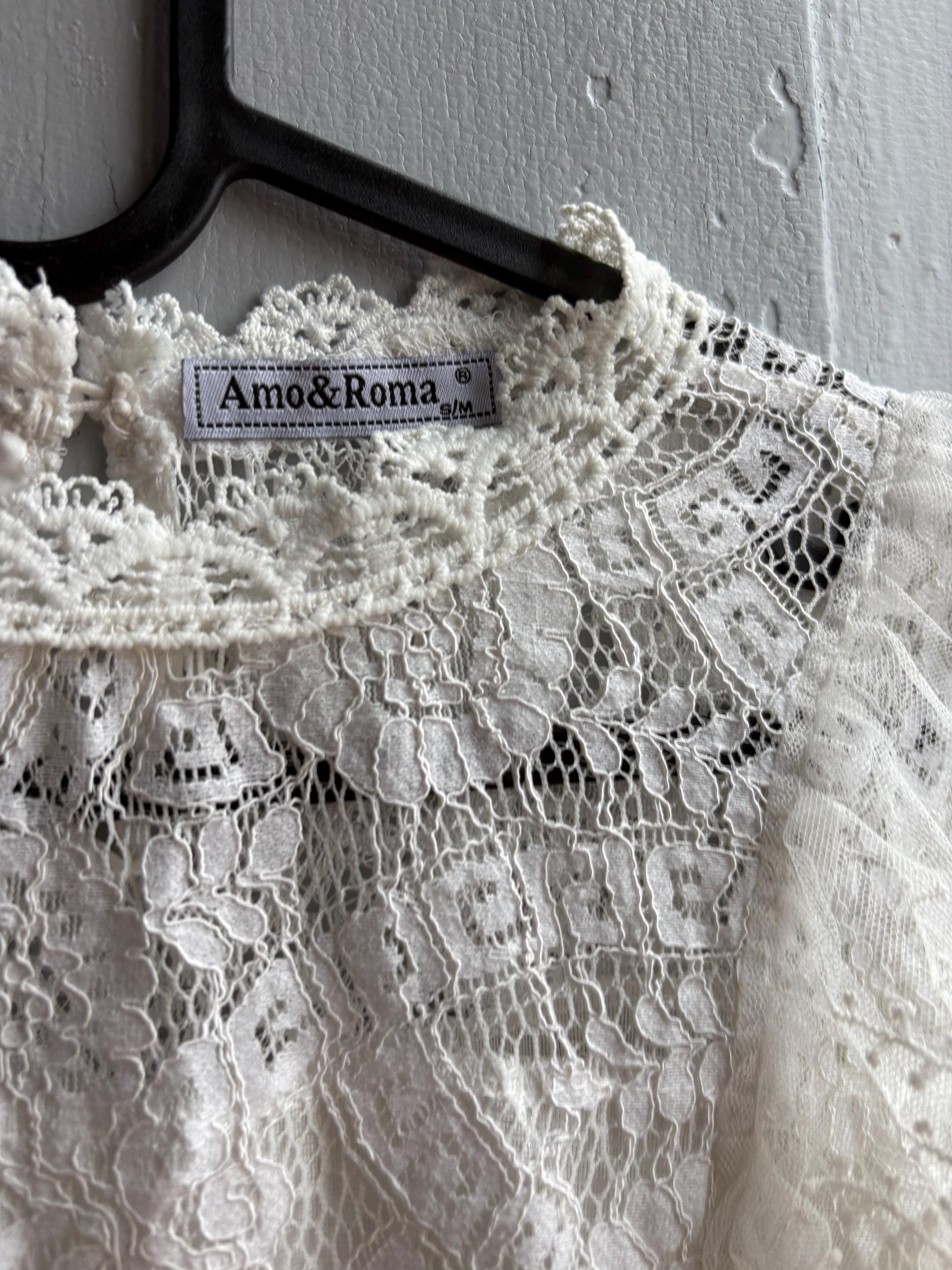 Lace woman Blouse, Romantic Cream Top, Coquette Feminine Sheer shirt, Boho Chic camisole, S