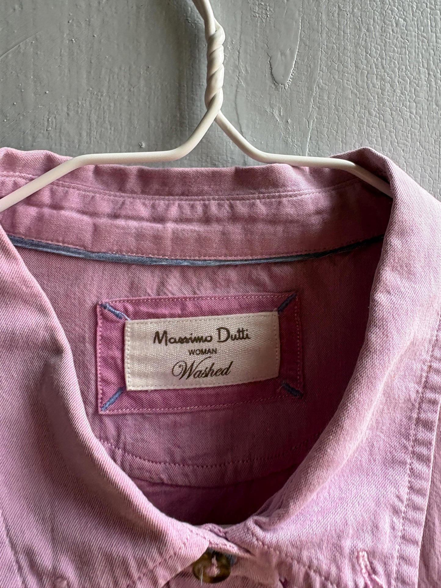 Massimo Dutti Pink Cotton Shirt, Women Button Down Blouse, Minimalist Preppy Luxury style, Casual Chic Top,