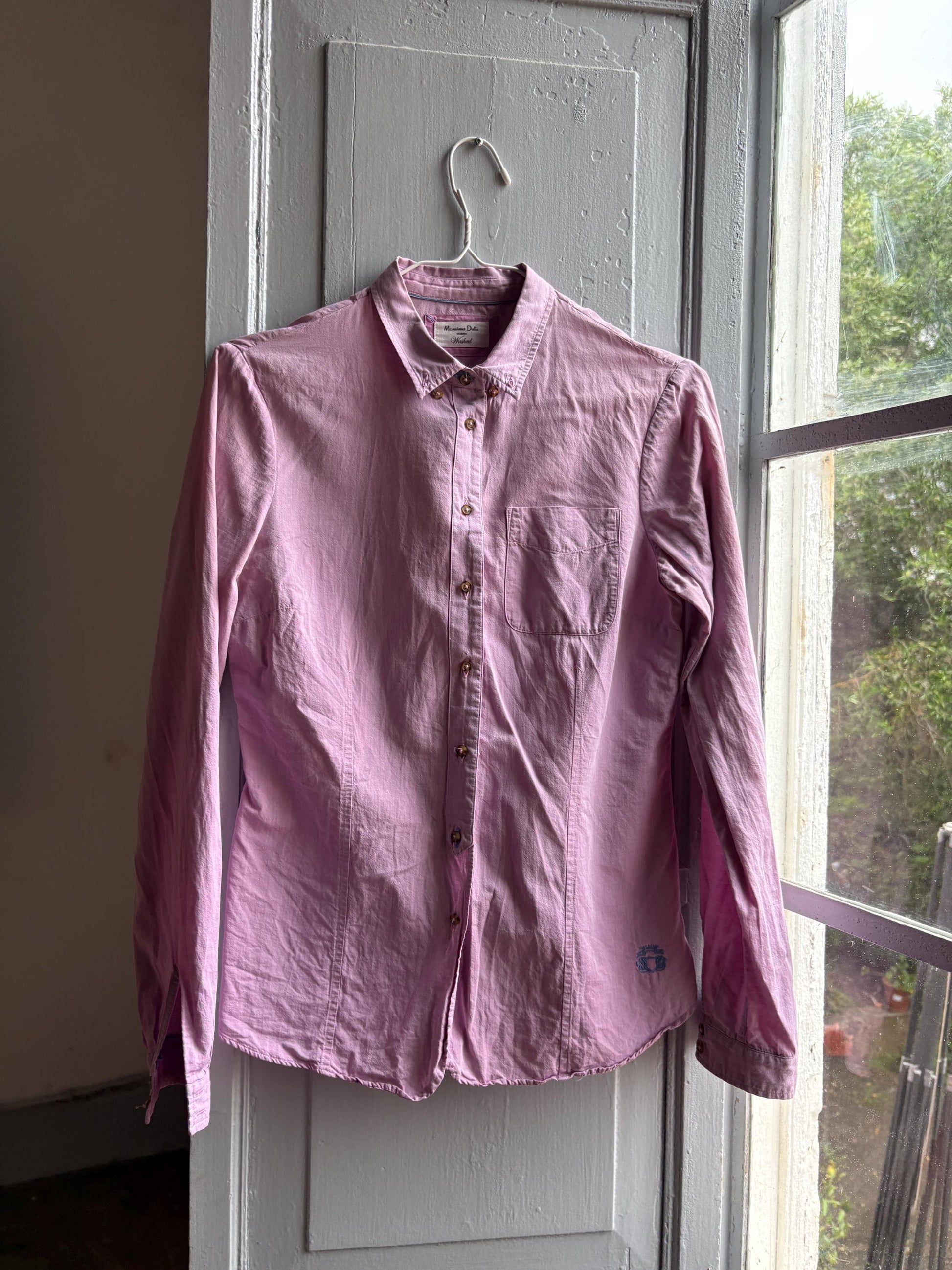 Massimo Dutti Pink Cotton Shirt, Women Button Down Blouse, Minimalist Preppy Luxury style, Casual Chic Top,
