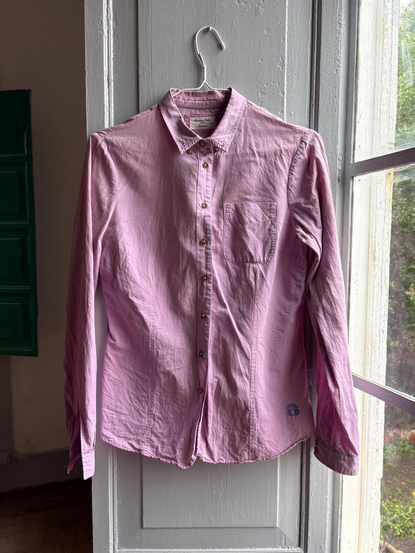 Massimo Dutti Pink Cotton Shirt, Women Button Down Blouse, Minimalist Preppy Luxury style, Casual Chic Top,
