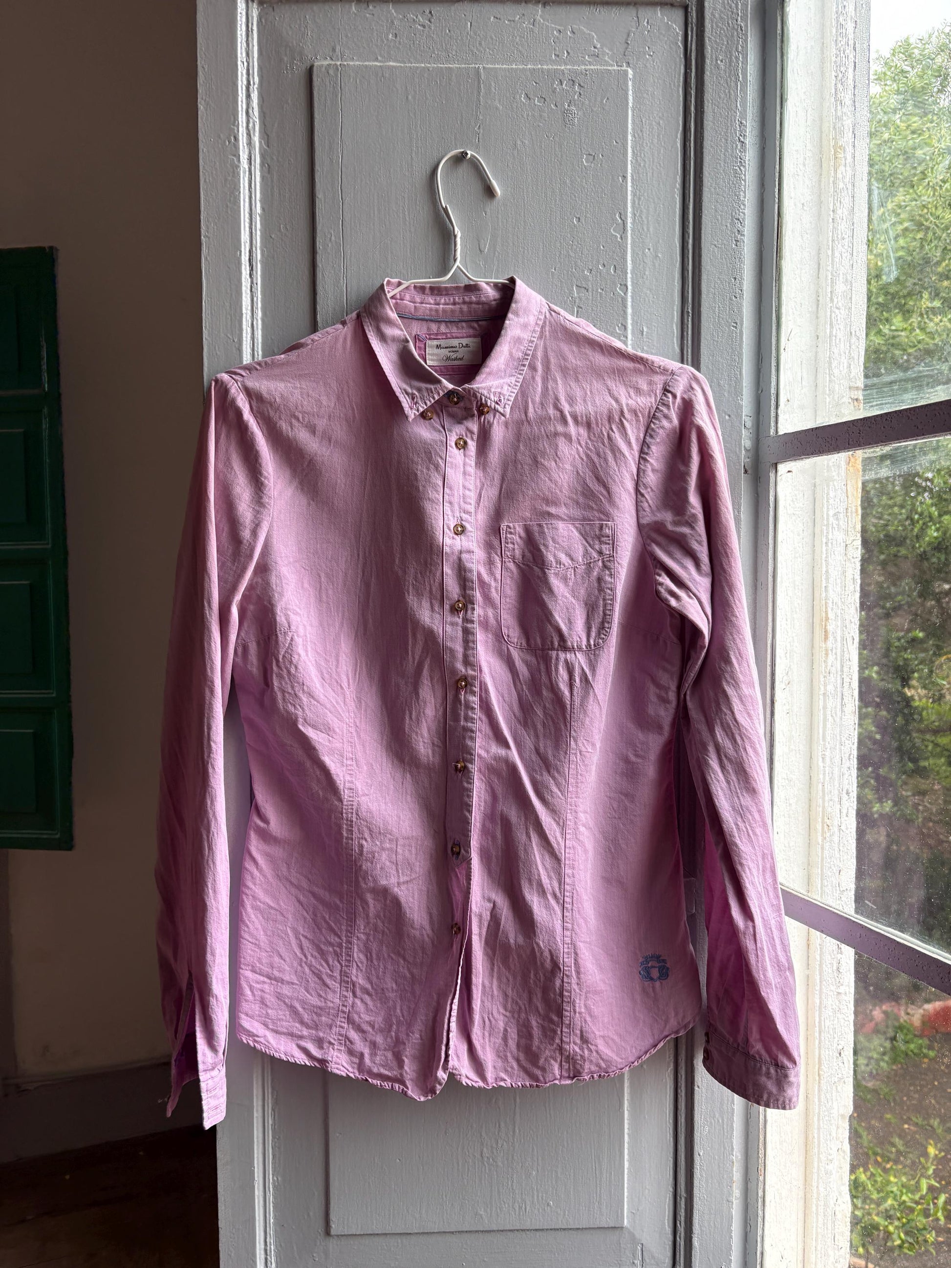 Massimo Dutti Pink Cotton Shirt, Women Button Down Blouse, Minimalist Preppy Luxury style, Casual Chic Top,