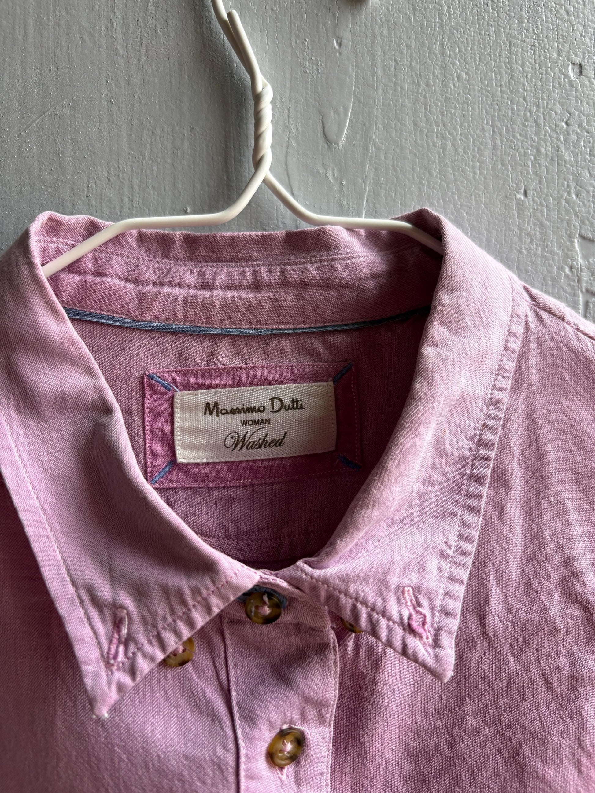 Massimo Dutti Pink Cotton Shirt, Women Button Down Blouse, Minimalist Preppy Luxury style, Casual Chic Top,