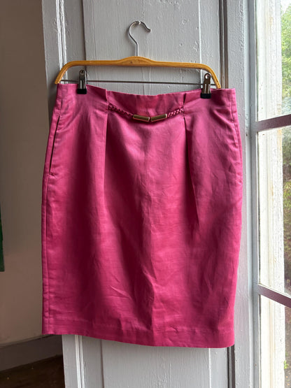 Vintage Purificación García Pink Midi Skirt — fabric close-up