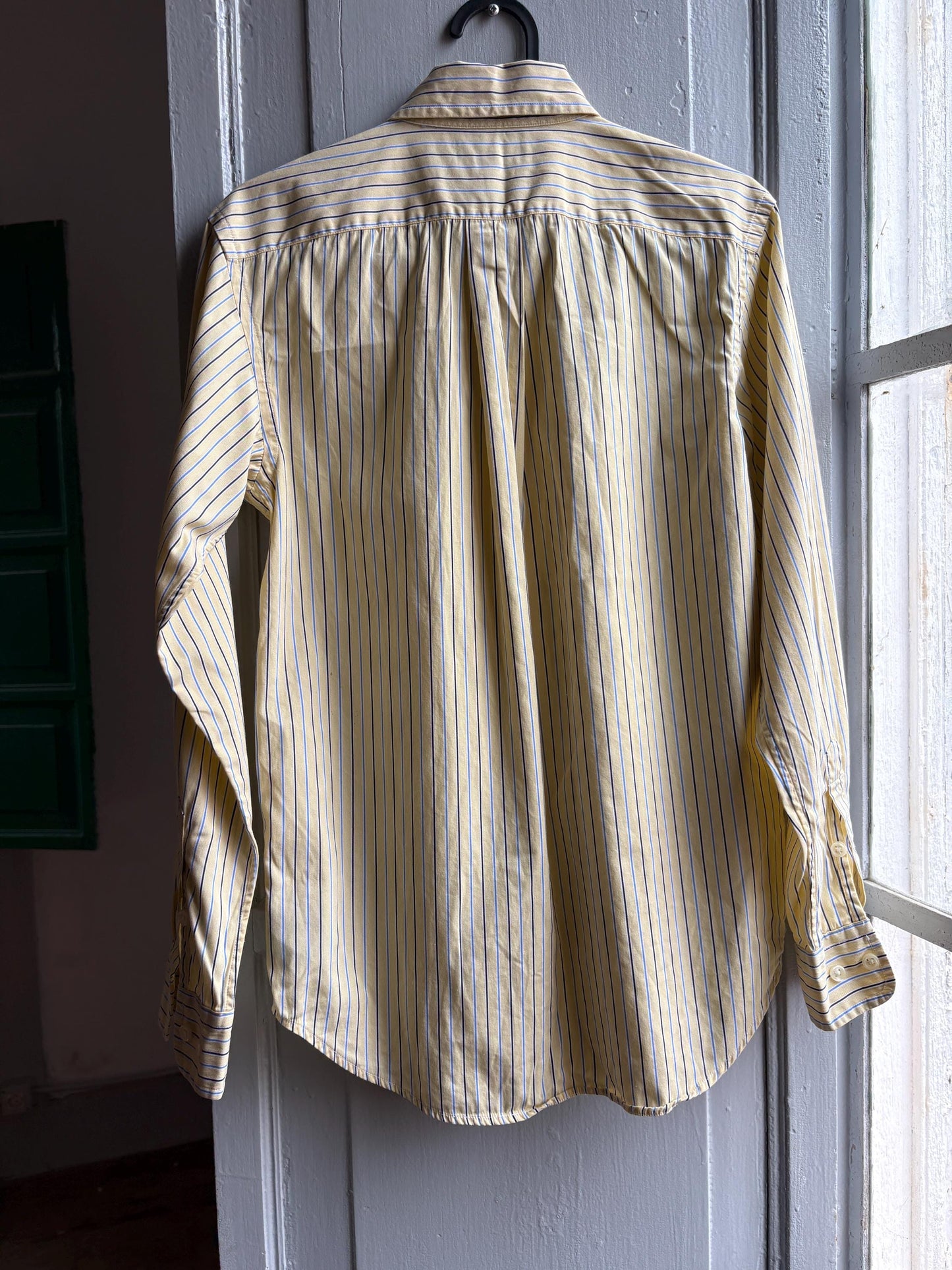 Ralph Lauren Boys Shirt, Striped Button Down, Preppy Old Money Cotton Shirt, Youth 16 Yellow Blue Vintage wear
