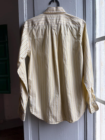 Ralph Lauren Boys Shirt, Striped Button Down, Preppy Old Money Cotton Shirt, Youth 16 Yellow Blue Vintage wear