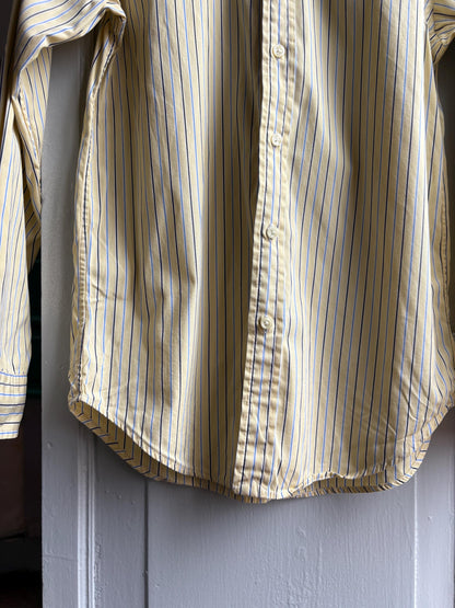 Ralph Lauren Boys Shirt, Striped Button Down, Preppy Old Money Cotton Shirt, Youth 16 Yellow Blue Vintage wear