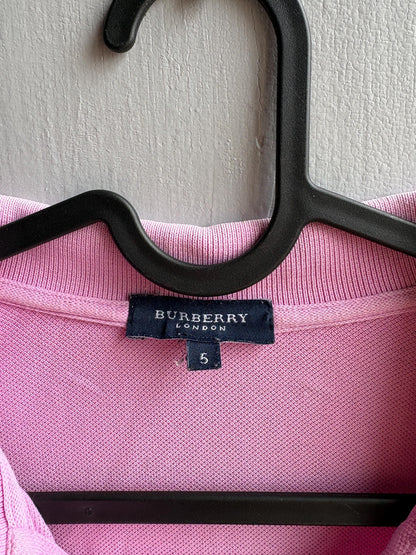 Vintage Burberry London Pink Polo Shirt, Mens Cotton branded wear, Made In Spain Luxury preppy golf style, Size L