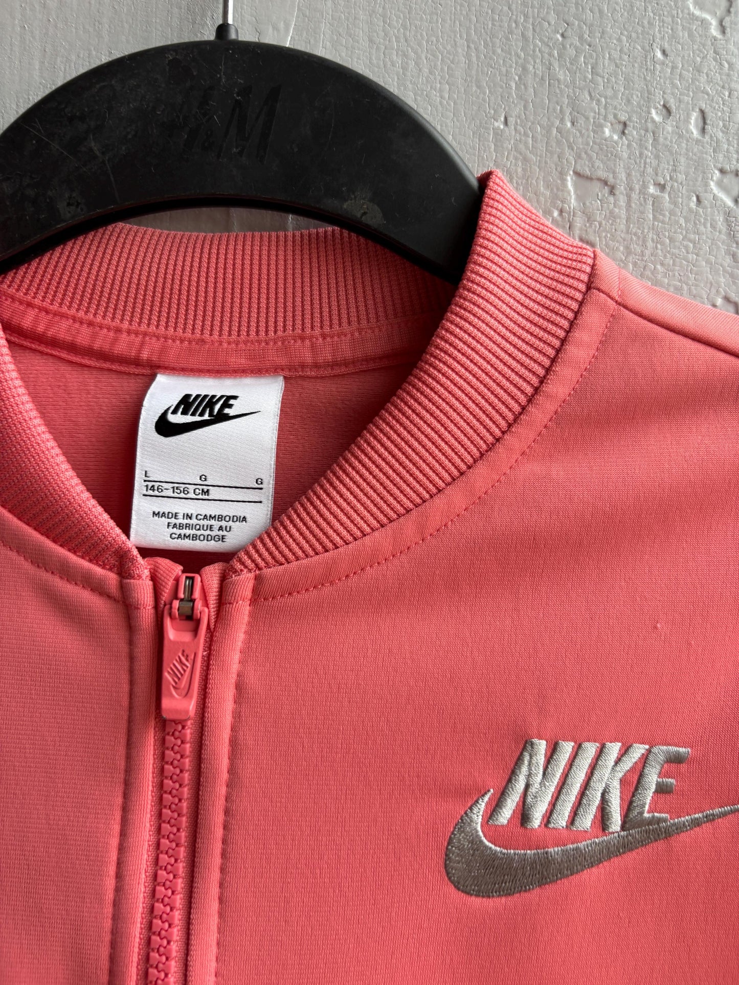 Nike Kids sports Jacket Pink Zip Up, Sportswear Girls Track Jacket, Y2K Athletic Streetwear, Size 146 - 156