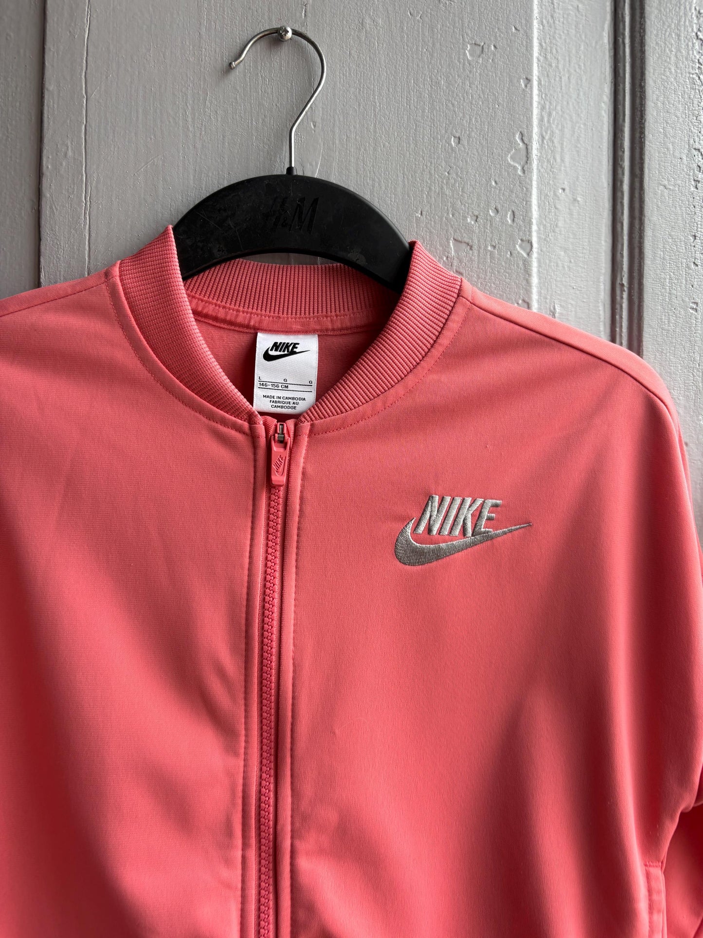 Nike Kids sports Jacket Pink Zip Up, Sportswear Girls Track Jacket, Y2K Athletic Streetwear, Size 146 - 156