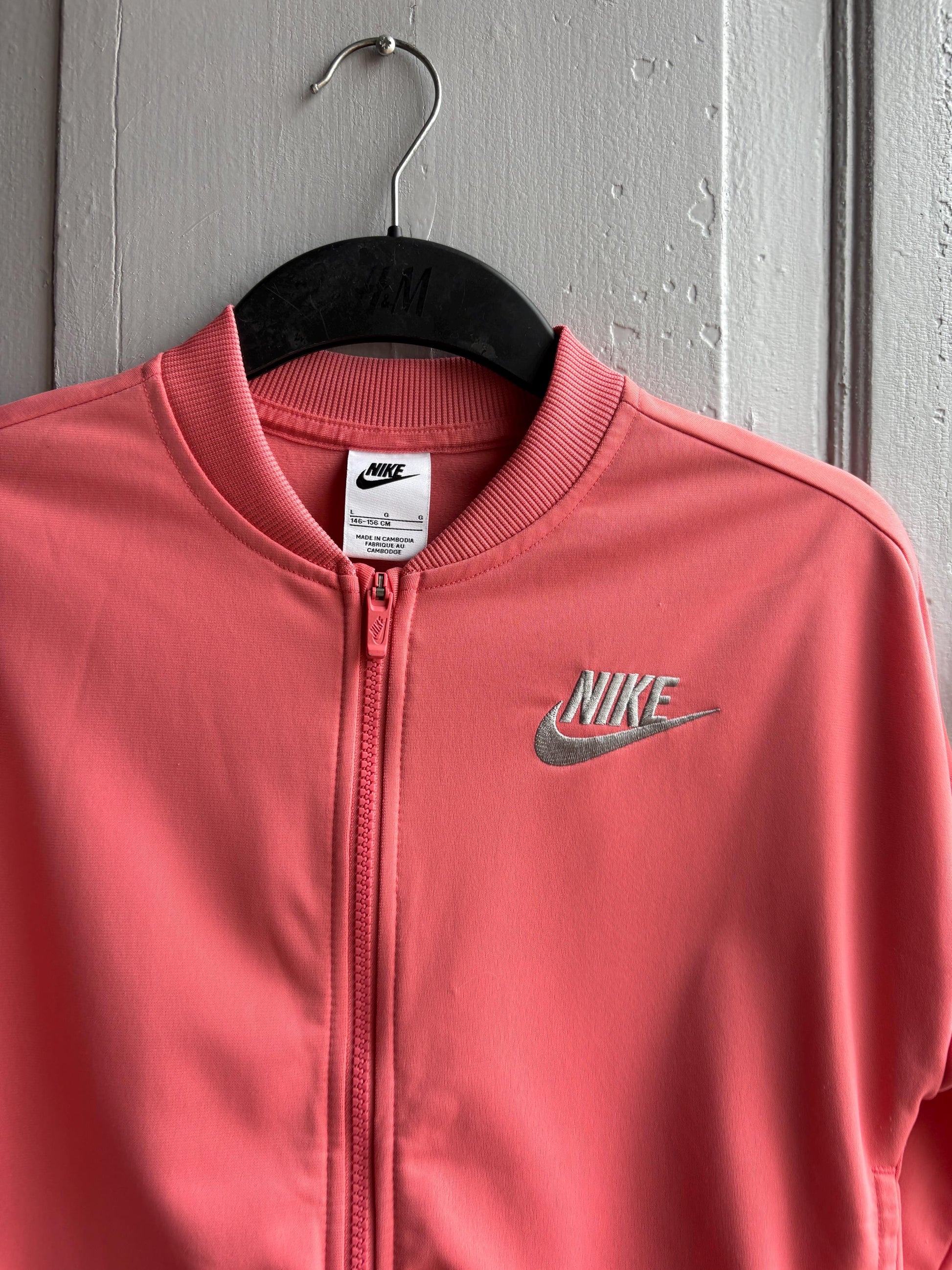 Nike Kids sports Jacket Pink Zip Up, Sportswear Girls Track Jacket, Y2K Athletic Streetwear, Size 146 - 156