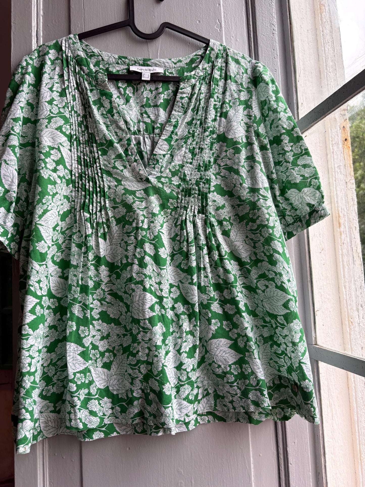 Floral Green Cotton Blouse by Pedro Del Hierro — additional view 12